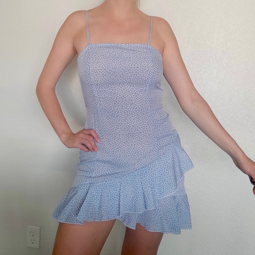 Light Blue Mini Dress / Swimsuit Coverup - M